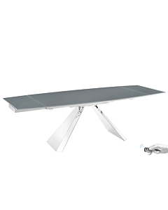 Casabianca Stanza Motorized Extendable Table, Gray Glass Top