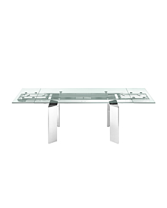 Casabianca Astor Motorized Extendable Table, Transparent Glass Top
