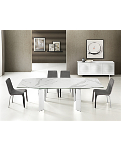 Casabianca Astor Motorized Extendable Table, Marble Glass Top