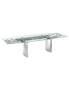 Casabianca Allegra Motorized Dining Table in Clear Glass with Polished Stainless Steel Base