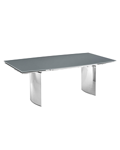 Casabianca Allegra Motorized Dining Table in Gray Glass with Polished Stainless Steel Base