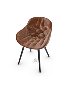 Calligaris Igloo Upholstered And Quilted Armchair With Wooden Legs