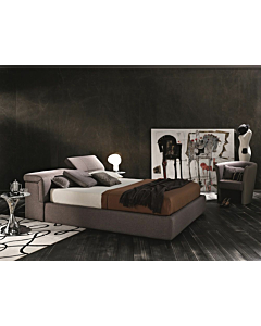 J & M Tower Modern Storage Bed in Taupe Fabric