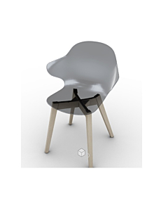 Calligaris Saint Tropez Chair With Polycarbonate Seat Shell And Wooden Base