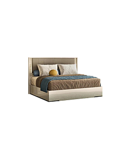 ALF Tullia King Bed - Eco-Leather Headboard with Travertine Eco-Stone and Integrated Lighting