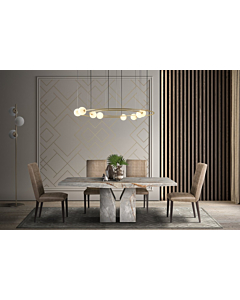 Stone International Zenith Rectangular Dining Table with Wood Base