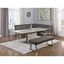 Chintaly Kalinda 3 Piece Contemporary Dining Set with Extendable Table, Nook & Bench