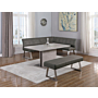Chintaly Kalinda 3 Piece Contemporary Dining Set with Extendable Table, Nook & Bench