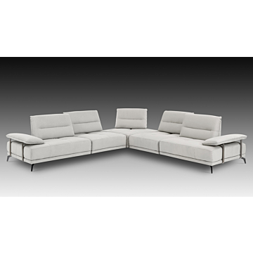 Eleganto 5 pc Sectional with Power Motion Backrests, Silver Gray Fabric