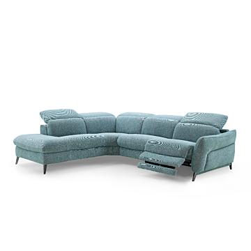 Swan Fabric Sectional with Two Recliners, Dusty Teal | Creative Furniture