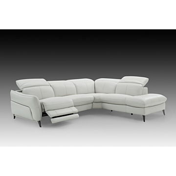 Swan Leather Sectional with Two Recliners, Frost | Creative Furniture