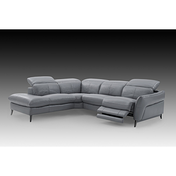 Swan Leather Sectional with Two Recliners, Sleet| Creative Furniture