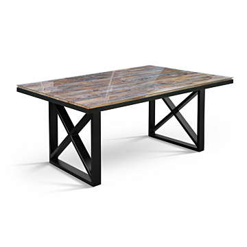 Cortex Kanto Glass Top Solid Wood Dining Table