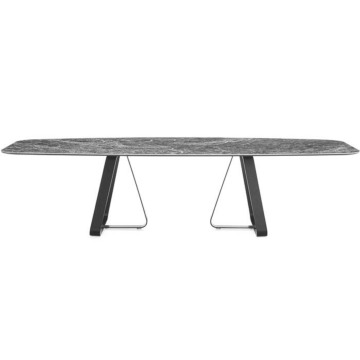 Calligaris Sunshine 4128-FB250 modern table with elliptical top and metal base | Made to Order