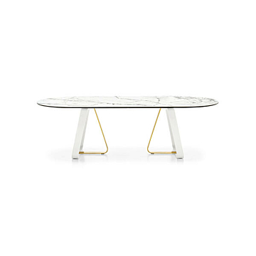 Calligaris Sunshine 4128-FE250 modern table with oval top and metal base | Made to Order
