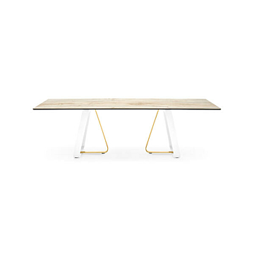Calligaris Sunshine 4128-FR200 modern table with rectangular top and metal base | Made to Order