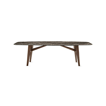 Calligaris Abrey 4127-FB250 Table with Elliptical Fixed Top and Wooden Base