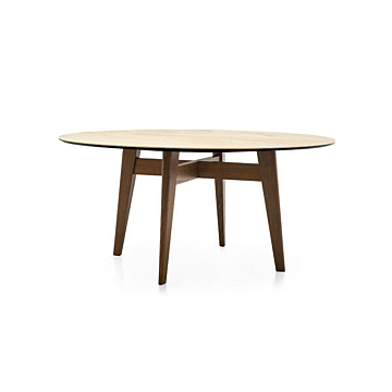 Calligaris Abrey 4127- FD140 table with round fixed top and wooden legs | Quick Ship