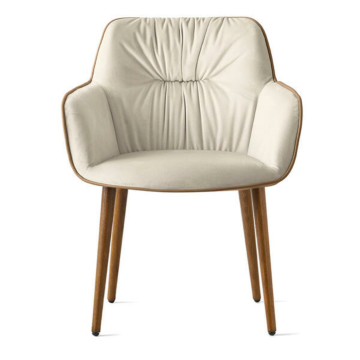 Calligaris Cocoon CS2083 Two-tone Armchair with Plush Seat and Wooden Base | Made to Order