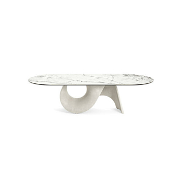 Calligaris Seashell 4141-FE250 modern table with oval top and concrete base | Made to Order