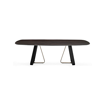 Calligaris Sunshine 4128-FS200 modern table with elliptical top and metal base | Made to Order