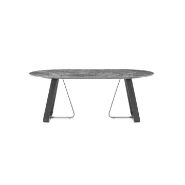 Calligaris Sunshine 4128-FE200 modern table with oval top and metal base | Made to Order