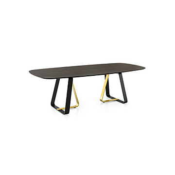 Calligaris Sunshine 4128-FS250 modern table with elliptical top and metal base | Made to Order