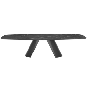 Calligaris Apian 4132-FB300 Modern dining table with elliptical top and metal base | Made to Order