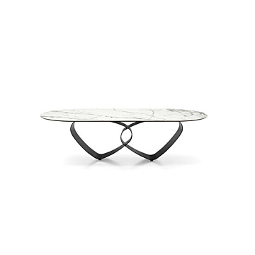 Calligaris Breeze 4143-FE250 Table with Oval Top and Metal Base | Made to Order