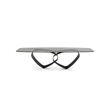 Calligaris Breeze 4143-FB250 Table with Elliptical Top and Metal Base | Made to Order