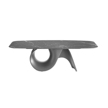 Calligaris Seashell 4141-FB250 modern table with elliptical top and concrete base | Made to Order