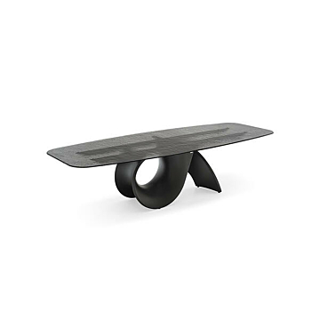 Calligaris Seashell 4141-FB300 modern table with elliptical top and concrete base | Made to Order 