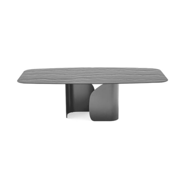 Calligaris Twins 4153-FB200 dining table with elliptical top and metal pedestal | Made to Order