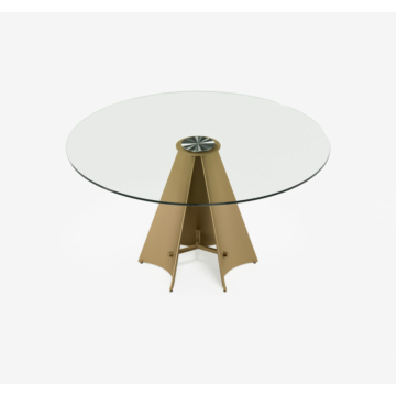 Elite Modern Pinnacle Round Dining Table with Glass Top