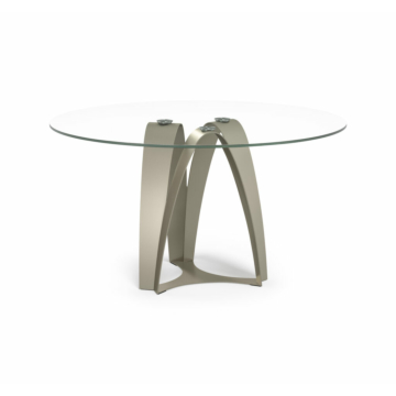 Elite Modern Duomo Round Dining Table with Glass Top
