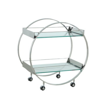 Chintaly Contemporary Circular Tea Cart w/ Glass Shelves