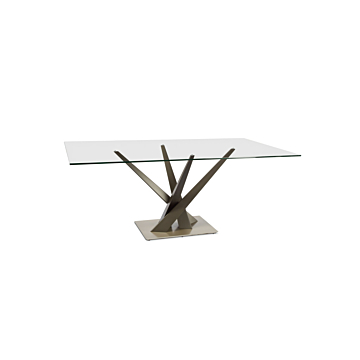 Elite Modern 74" Crystal Dining Table, Champagne Plated