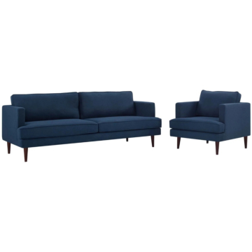 Modway Agile Upholstered Fabric Sofa and Armchair Set-Blue