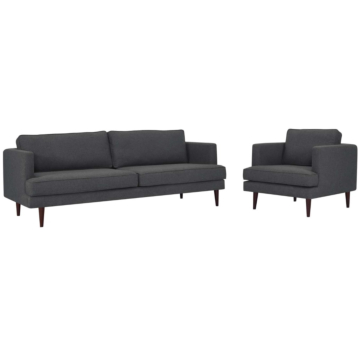 Modway Agile Upholstered Fabric Sofa and Armchair Set-Gray