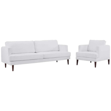 Modway Agile Upholstered Fabric Sofa and Armchair Set-White
