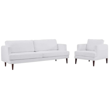 Modway Agile Upholstered Fabric Sofa and Armchair Set-White