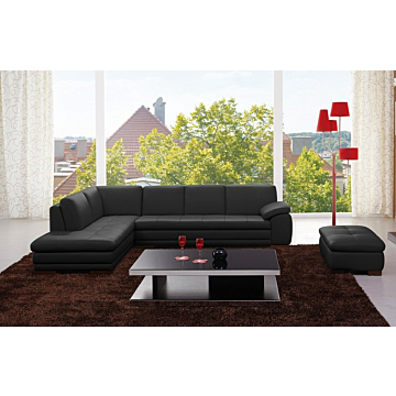J & M 625 Leather Sectional | Black. Left Facing Chaise