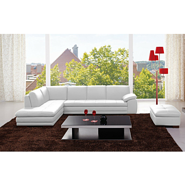 625 Leather Sectional | Optic White, Left Facing Chaise