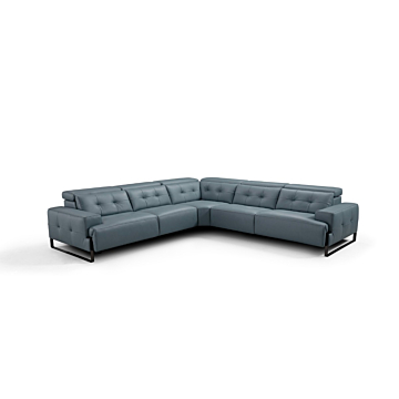 Incanto I772 Leather Sectional with Recliners, Dark Grey 