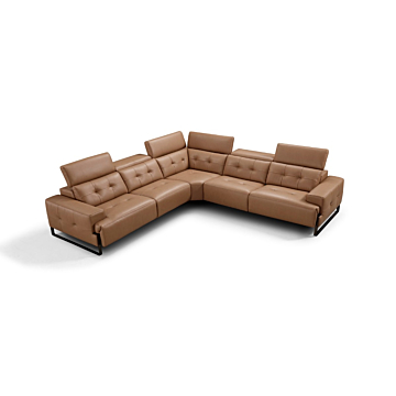 Incanto I772 Leather Sectional with Recliners in Caramel Leather