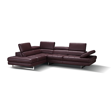 A761 Italian Leather Sectional-Left Facing Chaise-Maroon