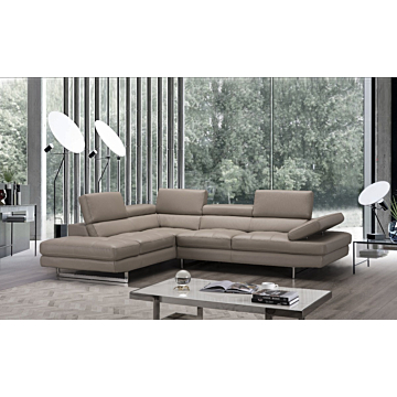A761 Italian Leather Sectional-Left Facing Chaise-Peanut