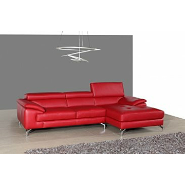 A973b Premium Leather Sectional-Left Facing Chaise-Red