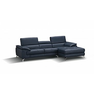 A973b Premium Leather Sectional-Left Facing Chaise-Blue