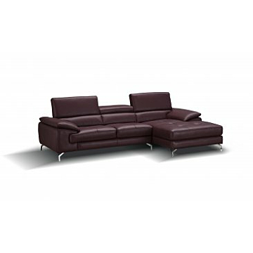 A973b Premium Leather Sectional-Left Facing Chaise-Maroon